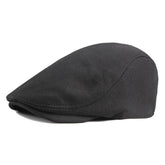 Quanhaigou Unisex Denim Newsboy Hats Flat Ivy Gatsby Cabbie Driving Berets Hat Cotton Dad Cap for Men Women (Plain Black)